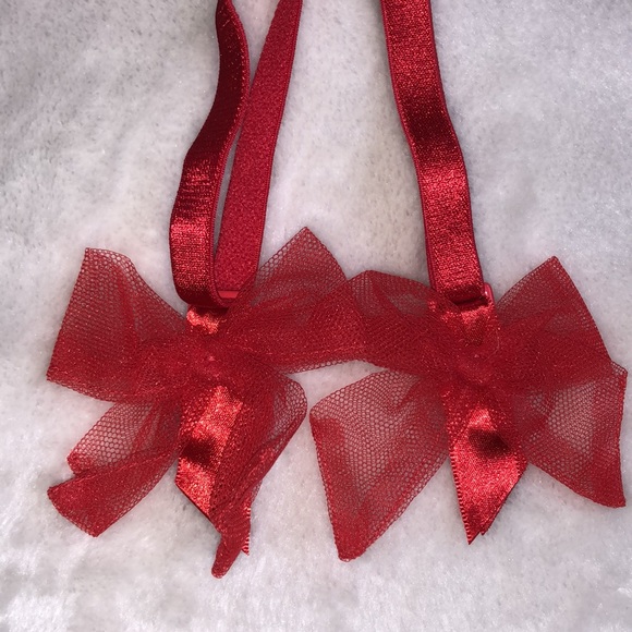 NWT Victoria’s Secret Red Lace Garter Belt/Skirt - Rhinestones & Bows - Size M/L - Picture 6 of 10